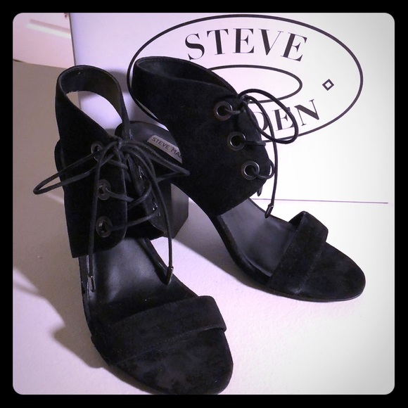 Steve Madden Black Suede Elgin Size 8 - Picture 2 of 8